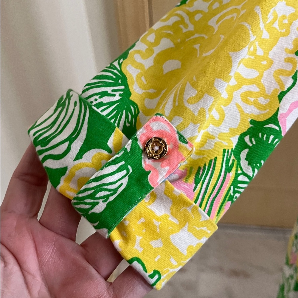 LILLY PULITZER "Palmetto Hibiscus" Palm Beach Preppy Summer Pima Cotton Dress L - Picture 3 of 16
